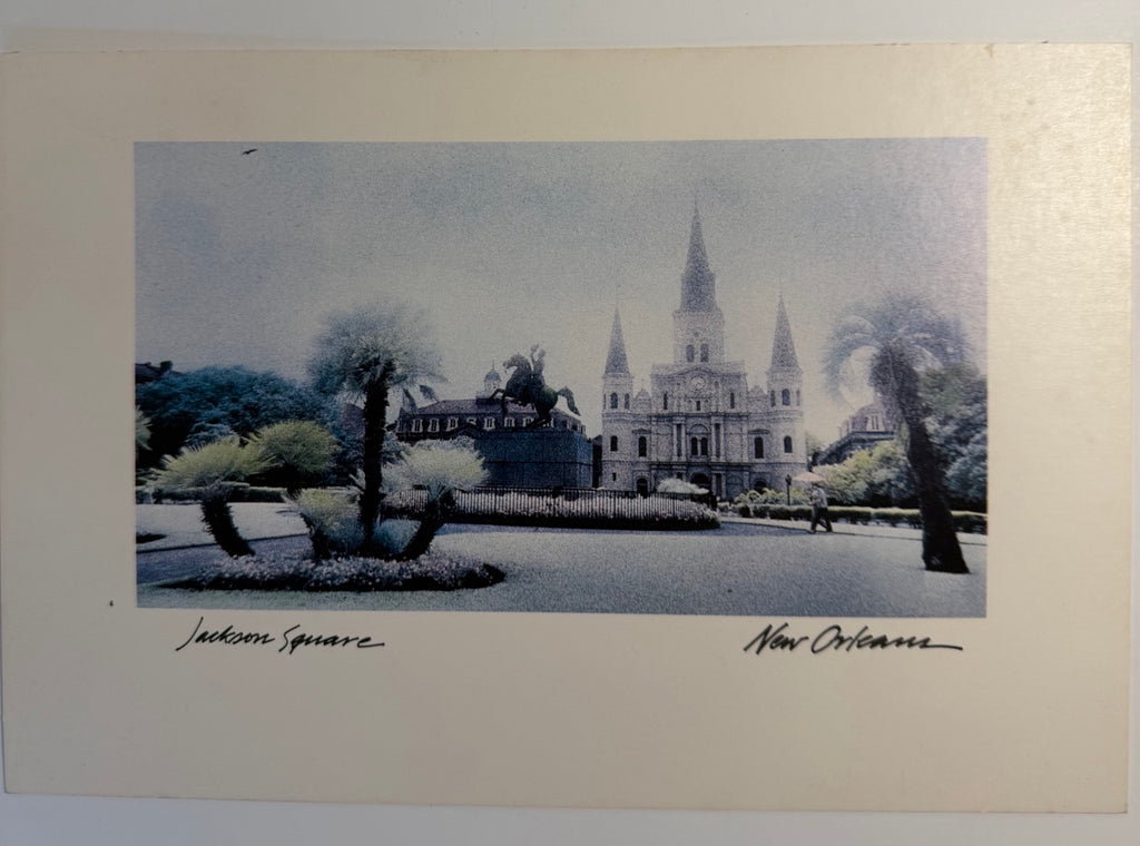 Set of 4 vintage 1986 hand-tinted New Orleans postcards of the French Quarter, Jackson Square and St. Louis Cathedral, view 5