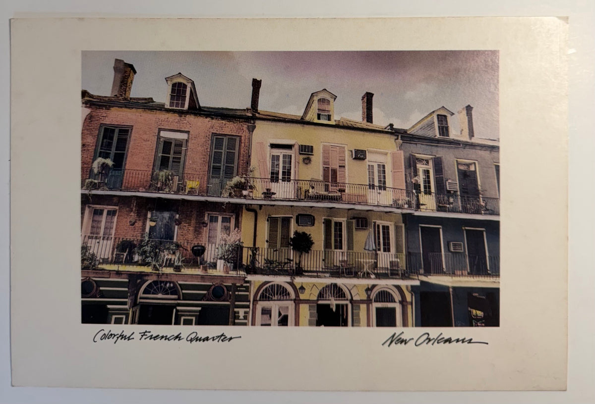 Set of 4 vintage 1986 hand-tinted New Orleans postcards of the French Quarter, Jackson Square and St. Louis Cathedral, view 6