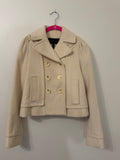 BCBG Max Azria Cream Wool Cropped Peacoat with Puff Shoulders XXS