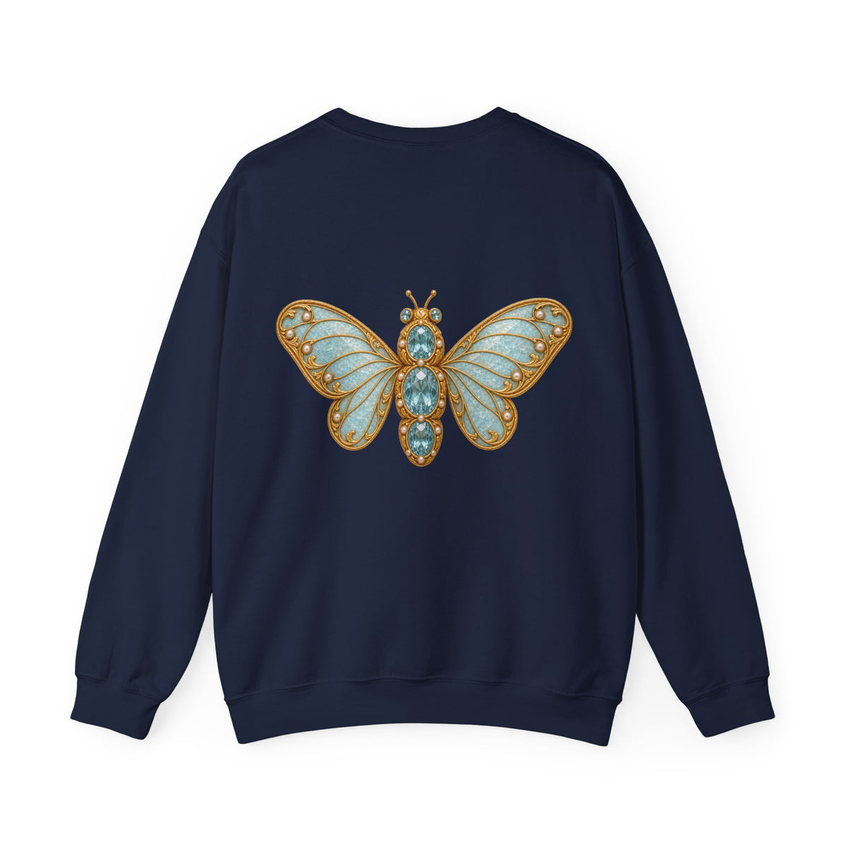 Aquamarine Hoverfly sweatshirt in navy, back view