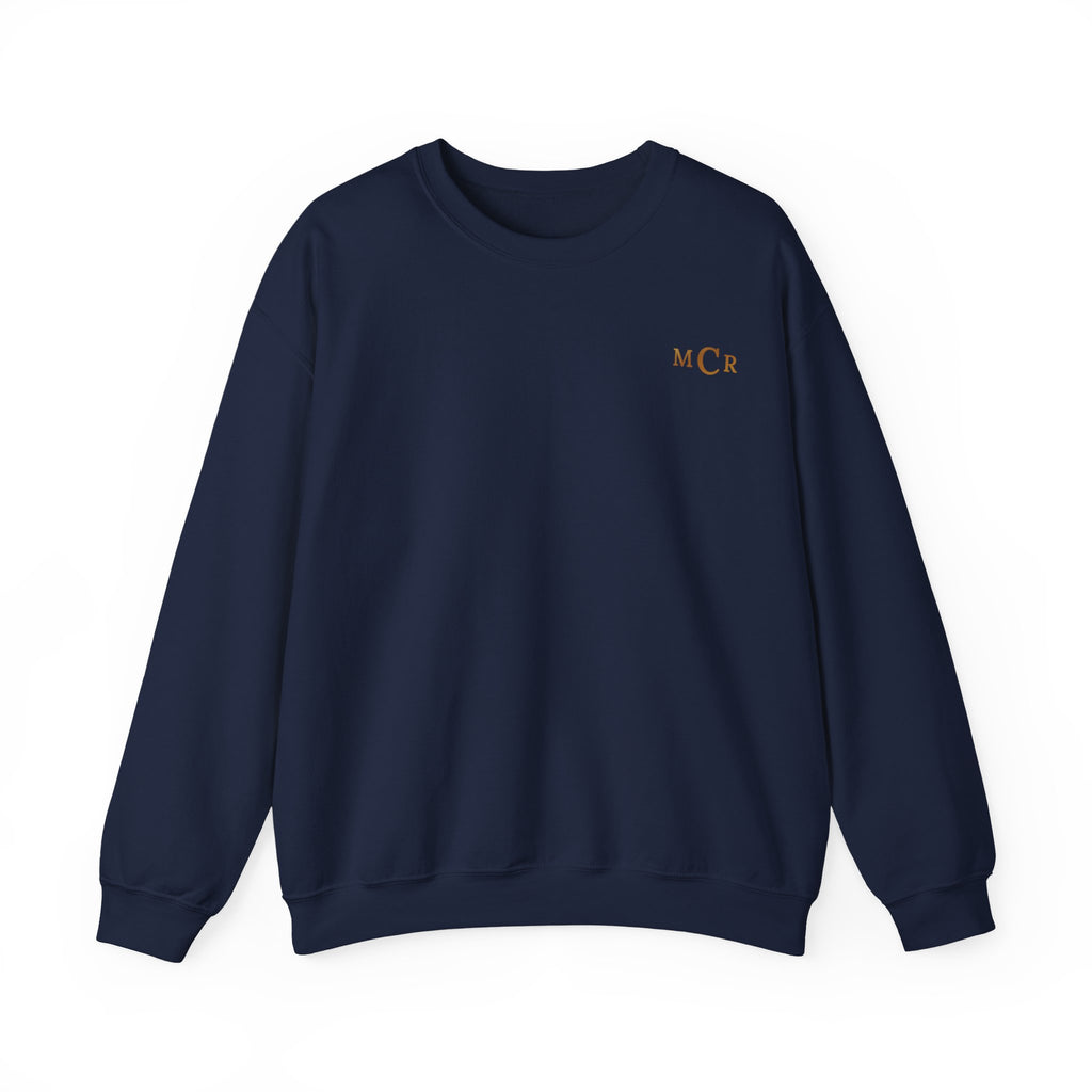 Aquamarine Hoverfly sweatshirt in navy, front monogram
