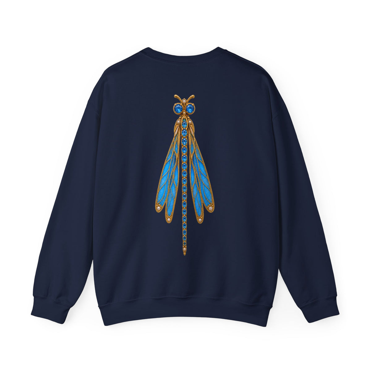 Blue Topaz Dragonfly sweatshirt in navy, back view