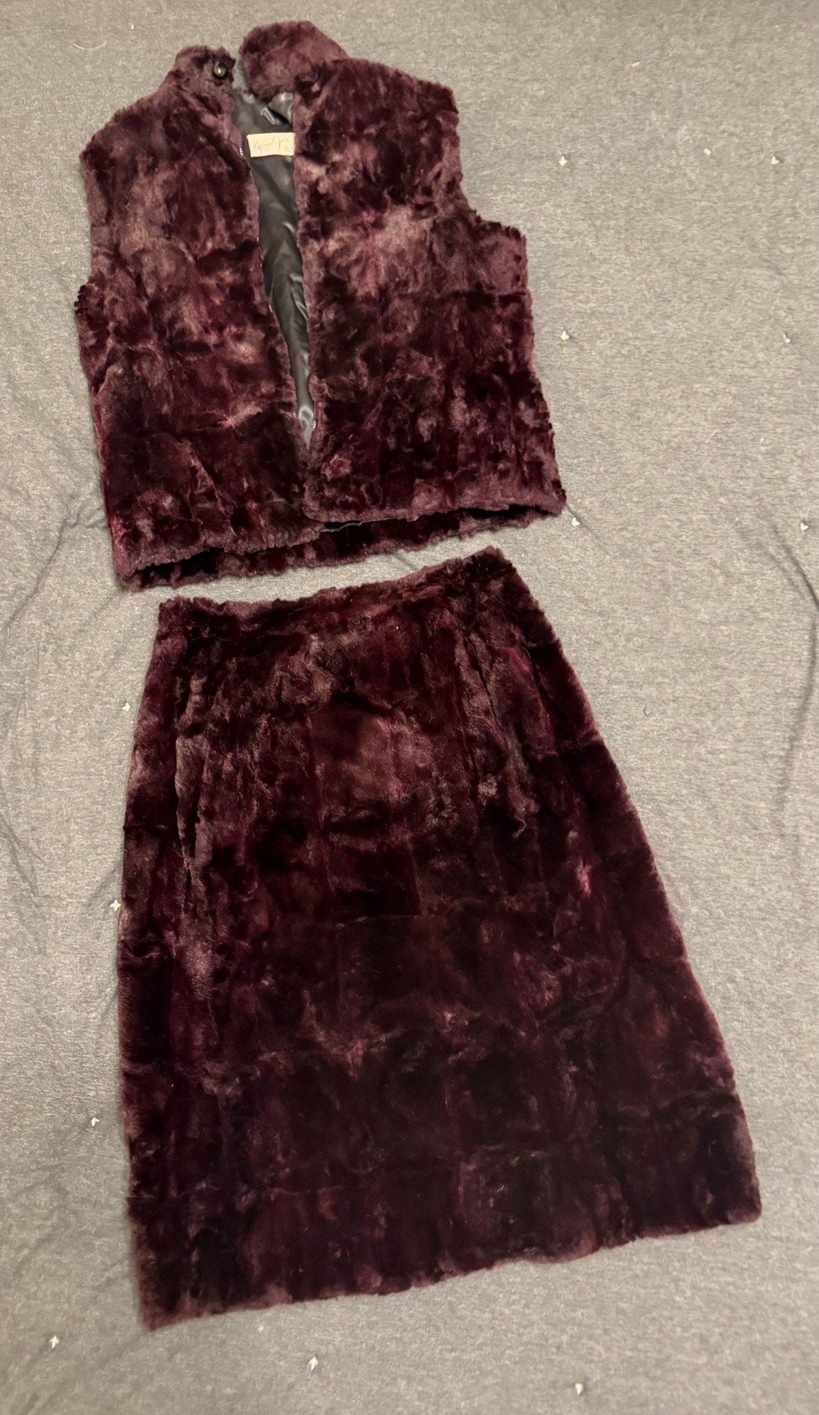 Fur vest and skirt laid flat, front