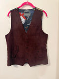 Paisley & Gray burgundy faux suede men's vest, front view