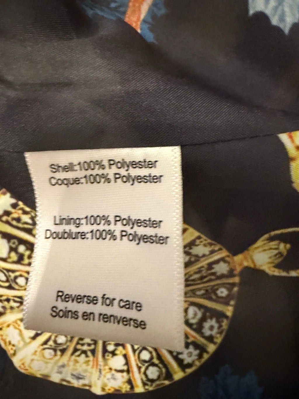 Fabric content label, 100% polyester