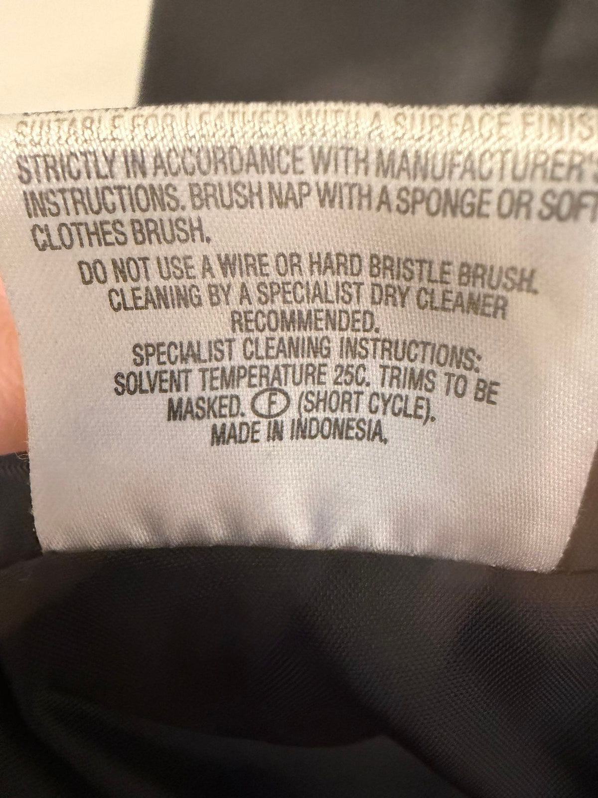 Care label, made in Indonesia