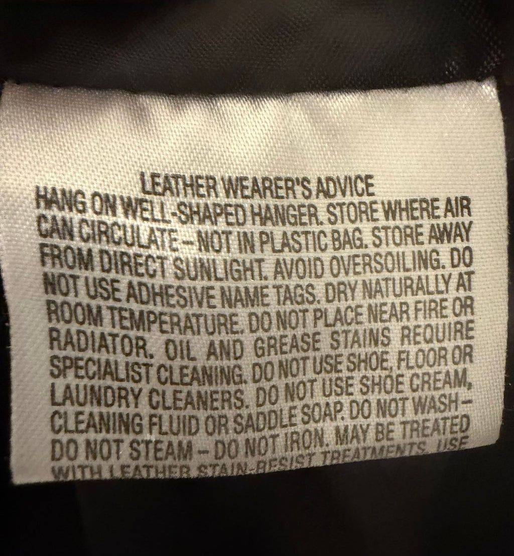 Leather care label