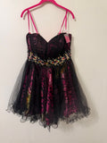 Lola LaBelle black tulle beaded party dress, front