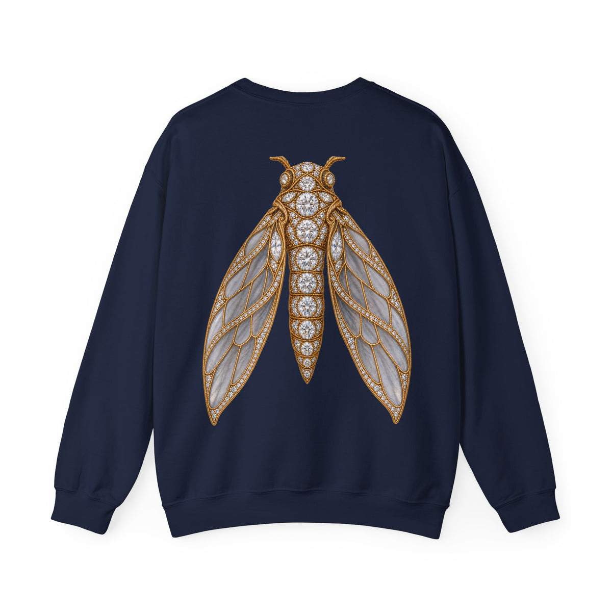 Diamond Cicada sweatshirt in navy, back view