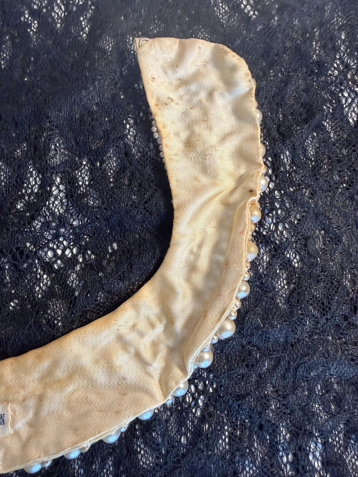 Vintage Japan Faux Pearl Beaded Collar Necklace, Statement Bib