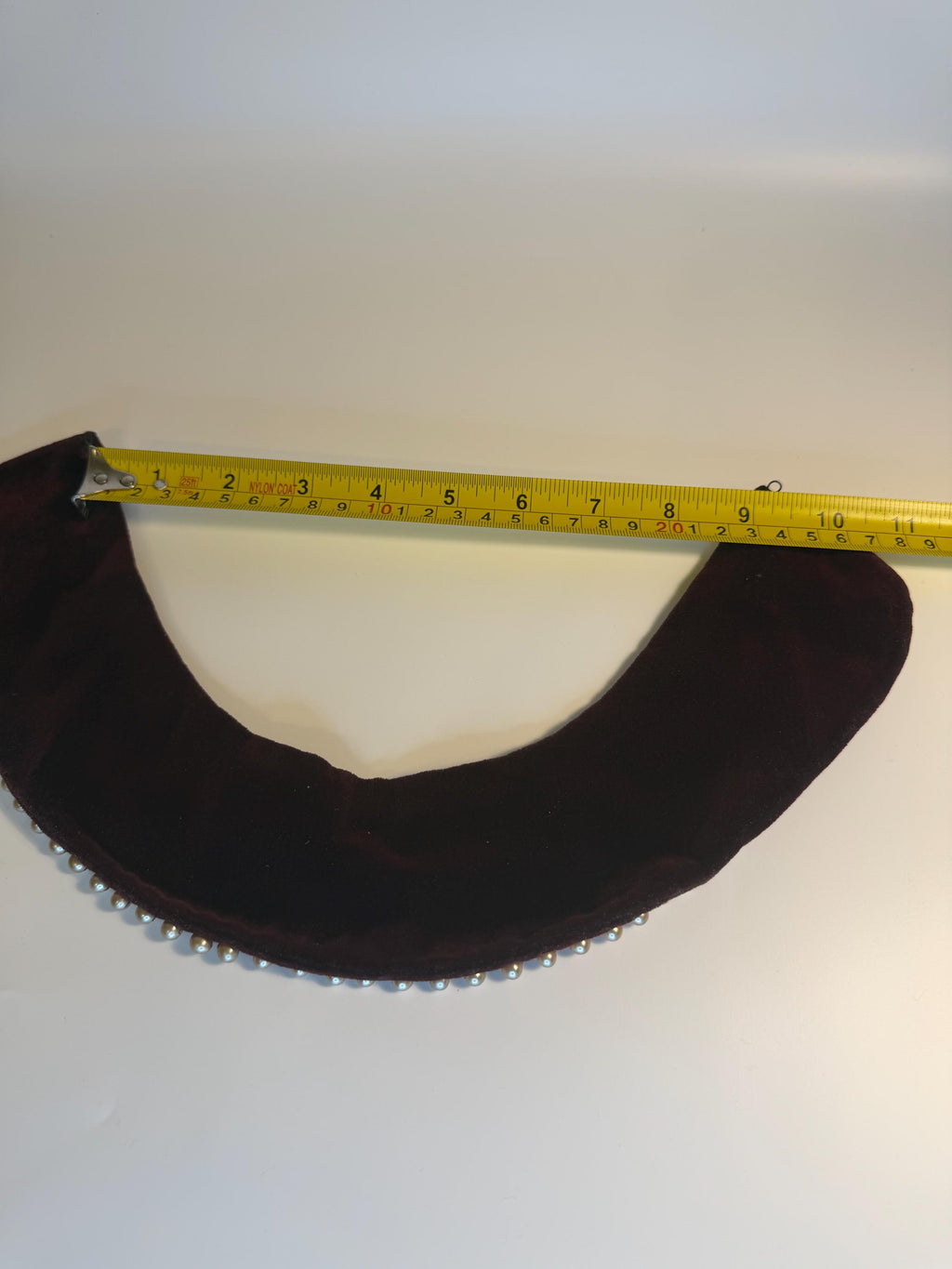 Vintage Burgundy Velvet Faux Pearl Collar Necklace, Victorian Style Choker