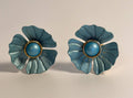 Vintage blue enamel flower clip-on earrings