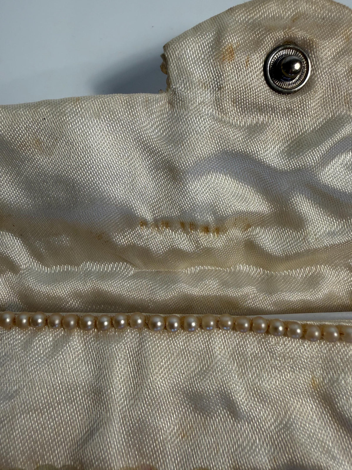 Vintage La Regale Beaded Evening Clutch, Ivory Sequin & Pearl Purse, Made in Japan