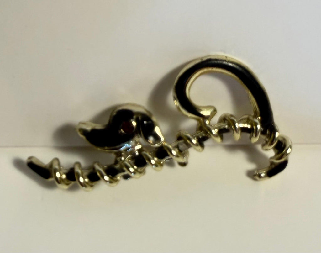 Vintage Silver-Tone Dachshund Brooch with Red Rhinestone Eye