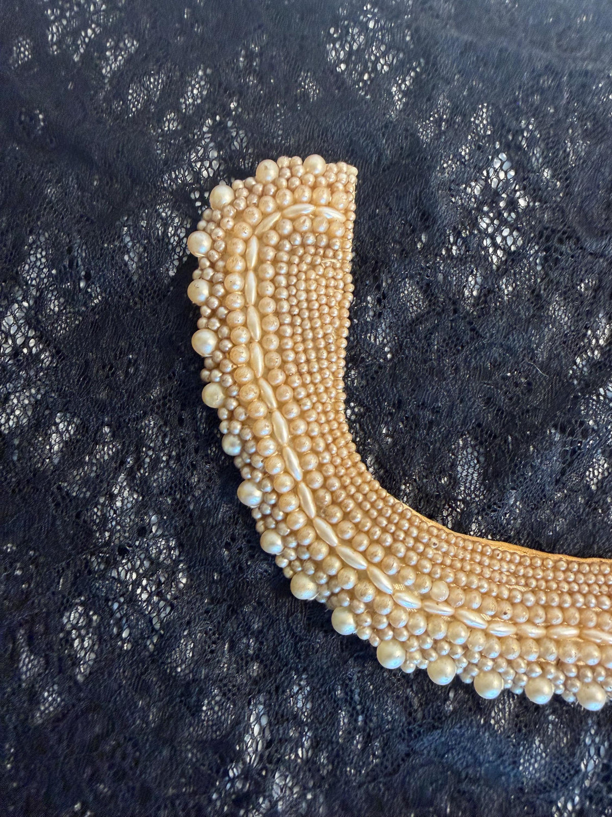 Vintage Japan Faux Pearl Beaded Collar Necklace, Statement Bib