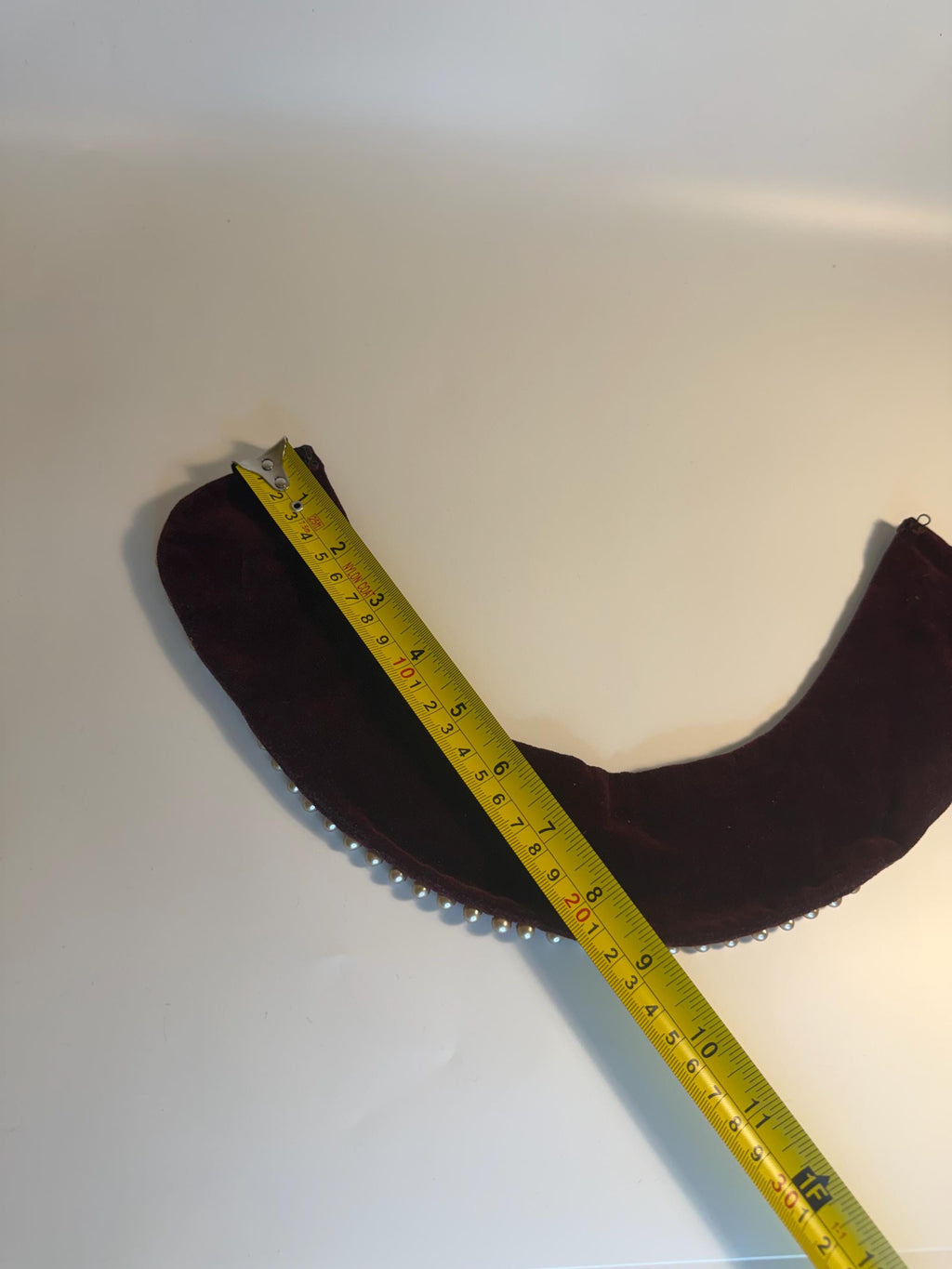 Vintage Burgundy Velvet Faux Pearl Collar Necklace, Victorian Style Choker