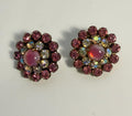 Vintage signed Weiss pink aurora borealis rhinestone clip-on earrings
