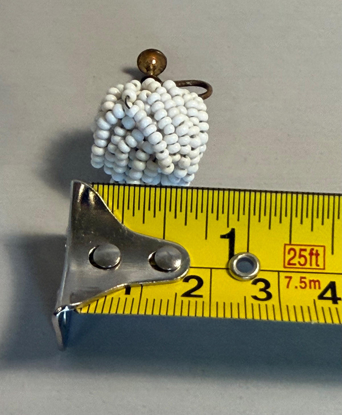 Vintage White Seed Bead Cluster Earrings, Screw-Back Clip-On