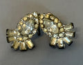 Vintage Art Deco marquise fan rhinestone screw-back earrings