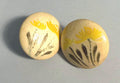 Vintage hand-painted wooden yellow flower stud earrings