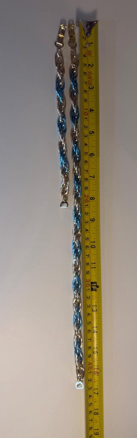 Vintage ALGO Twisted Link Necklace & Bracelet Set, Blue Gold Silver Tone, Made in Germany