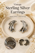 Vintage sterling silver modernist fan dangle earrings signed CRCO