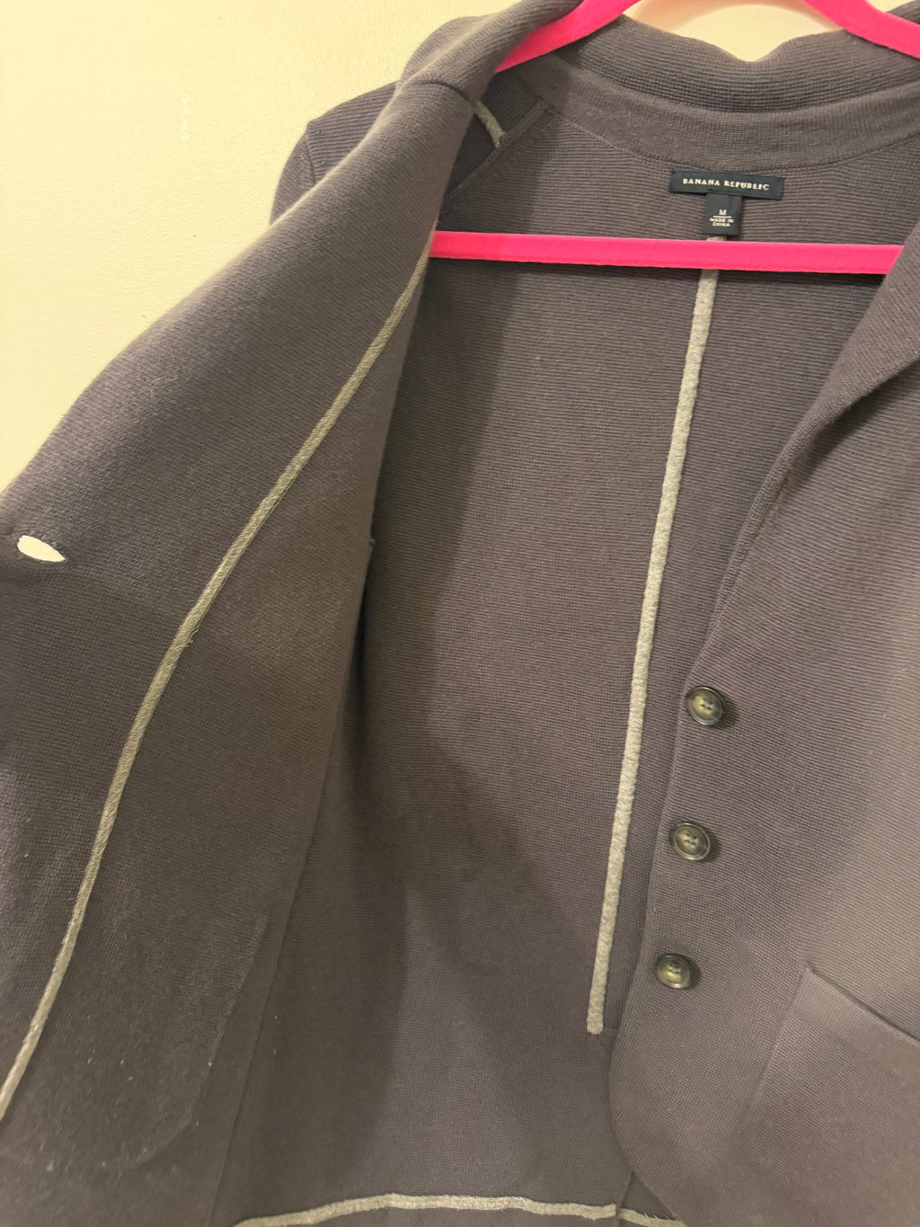 Banana Republic Charcoal Gray Wool Knit Blazer, Women's M, Sweater Jacket