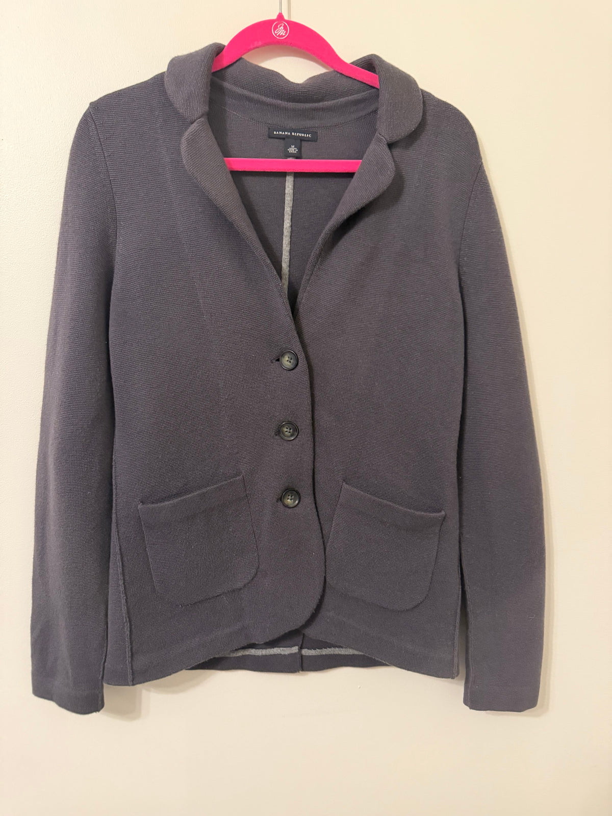 Banana Republic Charcoal Gray Wool Knit Blazer, Women's M, Sweater Jacket