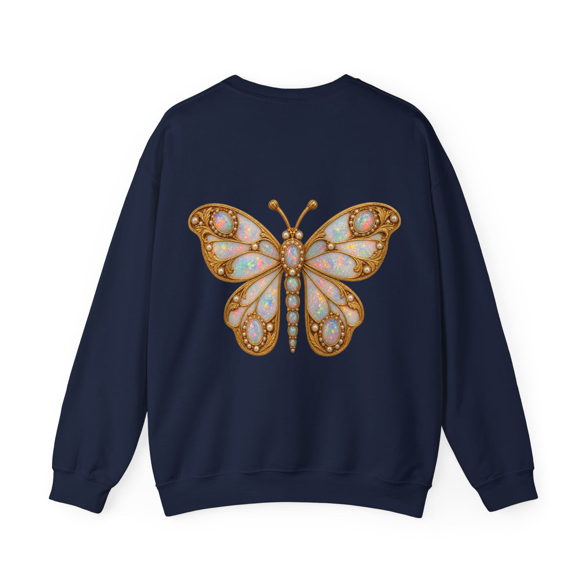 Opal Butterfly sweatshirt in navy, back view