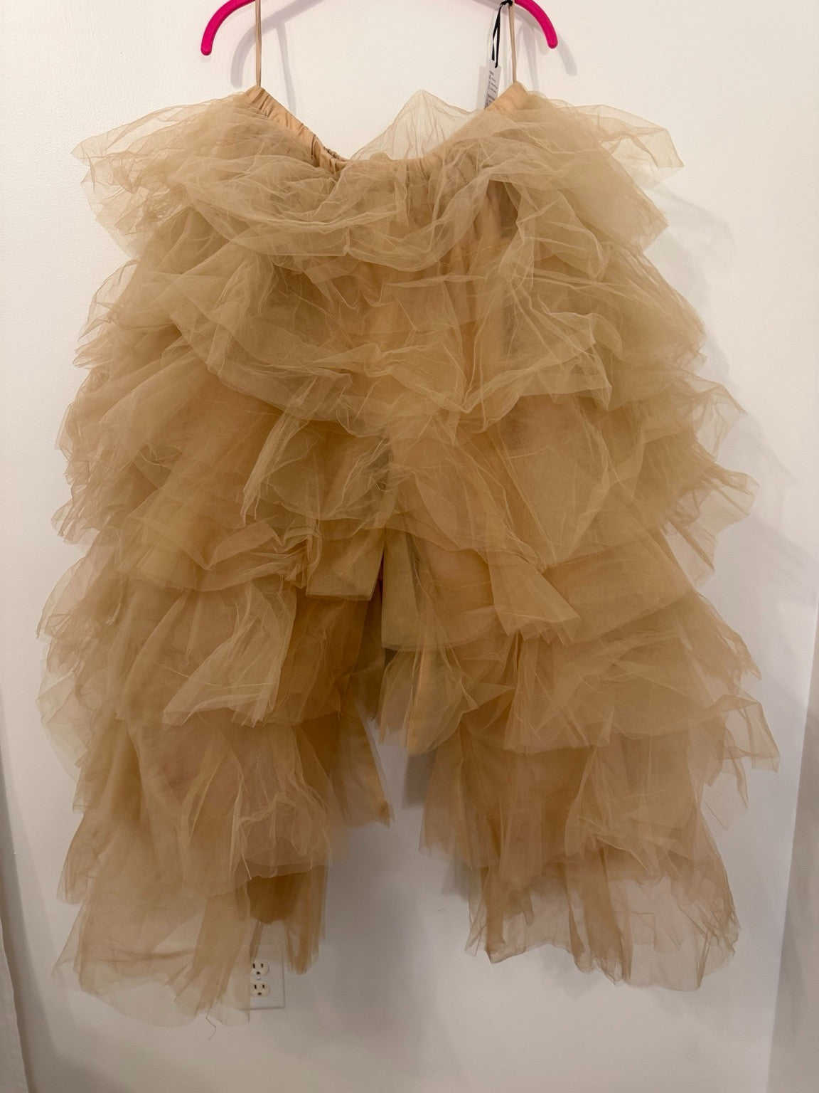 Oyemwen champagne tulle ruffle pants